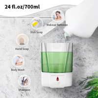 Distributeur automatique de savon mousse mural - Distributeur de savon à capteur en acier inoxydable pour salle de bain d'hôtel, détection de mouvement, design rechargeable