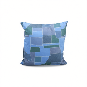 Cuscino in Antelina e Pelle Scamosciata Blu Mare 45*45, Cuscini e Guanciali Stampati - Product Image 1