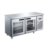 Table de préparation commerciale réfrigérée pour salades et pizzas, avec comptoir de travail, vitrine et tiroirs intégrés, idéale pour café - Offre Spéciale
