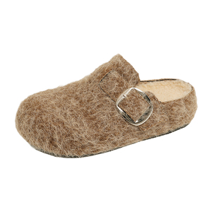 New Ecofriendly Women <strong>Felt</strong> <strong>Clogs</strong> Plush Inside Winter Warm Shoes Outdoor Slip-on Cute Buckle Fur Girls Mules Low Price Export - Product Image 3