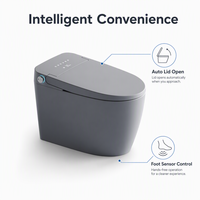 Toilette intelligente moderne avec bidet électrique sans réservoir, chasse d'eau silencieuse, télécommande, siège chauffant et siphon en S