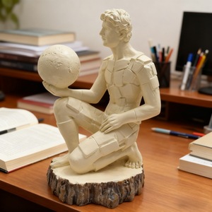 Thinker Figure Art Sculpture Night <b>Light</b> Warm White <b>LED</b> <b>USB</b> Powered Tap Control Desk Ornament for Living Room Office Study - Product Image 5