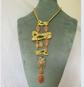 Kaimei 2025 joyería de moda al por mayor mujeres Vintage oro hermoso colgante collar largo turquesa piedra mujeres colgante collares - Product Image 6