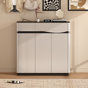 Meuble de rangement en bois au design minimaliste haut de gamme pour l'intérieur de la maison, surface en verre trempé, armoire à chaussures pour le couloir - Product Image 3