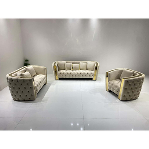 Chất Lượng Cao Nút Tufted Sang Trọng Chesterfield Sofa Biệt Thự Đồ Nội Thất Hiện Đại Da Cắt Phòng Khách Sofa Đặt Đồ Nội Thất - Product Image 1