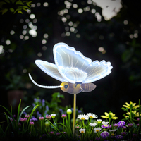 Lampe papillon LED Momovalley IP65 étanche en PVC, 40 cm, ailes blanches, mouvement cinétique, lampe papillon bionique pour jardin extérieur