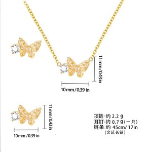 Ensemble collier et boucles d'oreilles papillon en alliage de zinc, serti de griffes, bijoux de mode pour soirée - Product Image 5