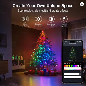 Luces LED de Cadena USB RGBIC para Navidad, Multicolor, Cambio de Color, IP65, Impermeables, Decoración de Pared, Sincronización con Música, Control Remoto IR, Aplicación Inteligente, Alto CRI 95 - Product Image 3