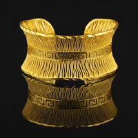 Bracelet large en cuivre plaqué or 24 carats Z H Vintage, style géométrique ajouré, bijoux arabes de Dubaï, vente en gros, mode féminine