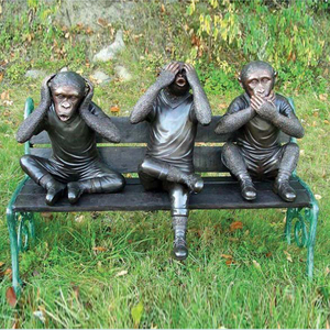 Venta al por mayor Paraíso al aire libre decorado tamaño real de bronce <span class=keywords><strong>tres</strong></span> <span class=keywords><strong>sabios</strong></span> mono jardín estatuas de animales - Product Image 5