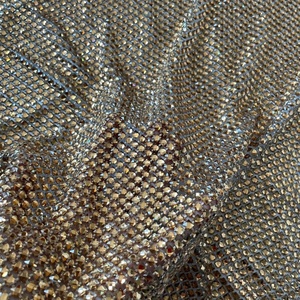 Sang Trọng Vuông Vàng Thủy Tinh Đá Đính Cườm Lưới Căng Ra Rhinestone Kim Cương Vải - Product Image 6