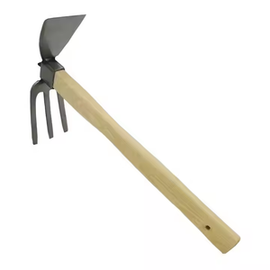 Houe en acier professionnelle avec manche en bois - Outil d'extérieur polyvalent pour la culture et la plantation en jardin - Product Image 1