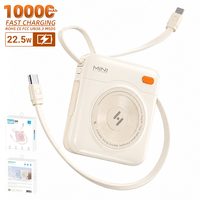Batterie externe portable HYTO Mini 10000mAh 20000mAh avec câble de charge double intégré, chargeur rapide 22,5W USB C Lightning