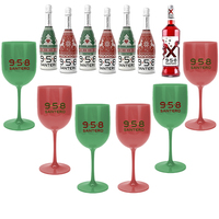 Verre à vin en plastique réutilisable sans BPA avec logo personnalisé, noir, incassable, à pied, pour fêtes en plein air et mariages