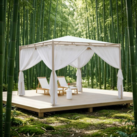 Pavillon de jardin pop-up en acier Source Factory avec toit rigide en tissu, sol en maille, rideau et éclairage, résistant aux intempéries, pour extérieur