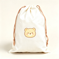 Sac de rangement en toile à cordon imprimé tête d'ours mignon personnalisé pour l'emballage de cadeaux de vacances et le rangement d'équipements sportifs