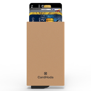 Cartera de tarjetas Rfid de bolsillo frontal delgada personalizada, cartera emergente con bloqueo RFID a la moda, tarjetero de crédito antirrobo automático de aluminio - Product Image 1