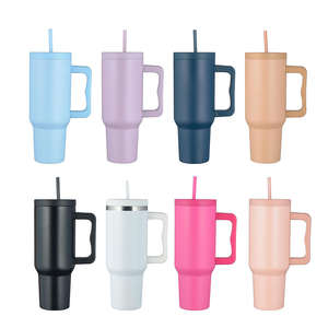 Gobelets et mugs isothermes en acier inoxydable à double paroi, personnalisables, pour sublimation, avec paille et poignée, 32oz et 40oz, vente en gros - Product Image 4