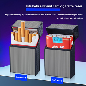 Étui à cigarettes en métal de luxe avec briquet USB intégré, design original, boîte en étain étanche, logo <span class=keywords><strong>personnalisable</strong></span>, vente en gros - Product Image 3