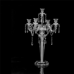 Candélabre en acrylique transparent à 3/5 bras, porte-bougie, chandelier de mariage, centre de table pour décoration intérieure, dîner aux chandelles - Product Image 6