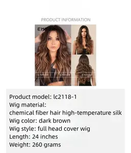 Nave fabbrica ora rame marrone lunghe onde d'acqua parrucche sintetiche per donne nere bronzo dorato capelli costumi parrucche dall'aspetto naturale