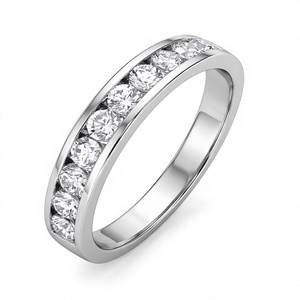 Bague minimaliste en diamant taille brillant rond plaqué or 18K 14K, demi-alliance empilable pour femme, bague de fiançailles en diamant CVD - Product Image 2