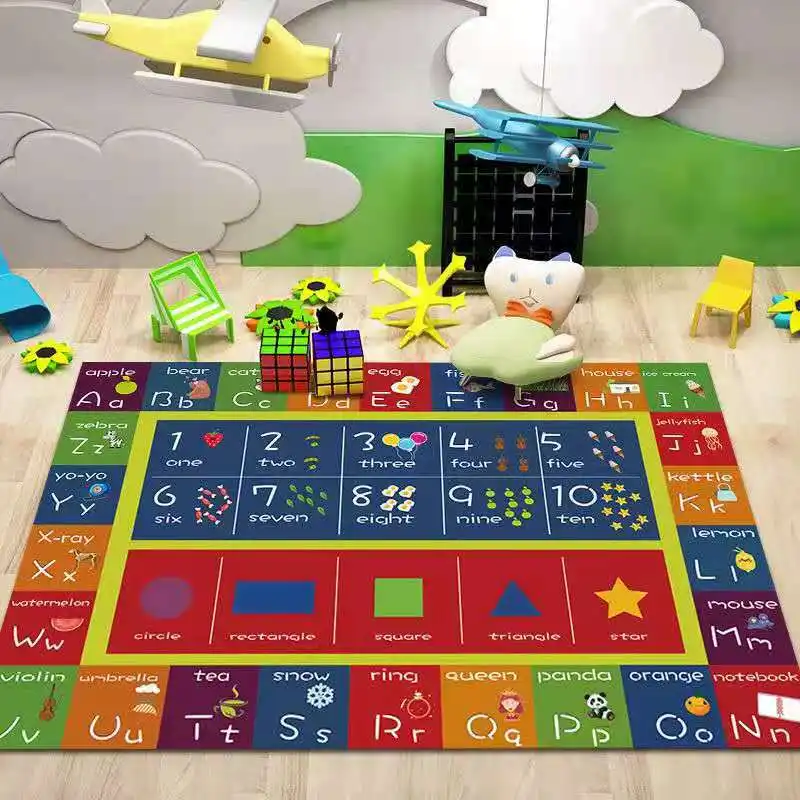 ילדי Playmat עם עיצוב החלקה למשחק אוסף <span class=keywords><strong>ABC</strong></span>, מספרים, צורות ובעלי חיים חינוכיים אזור שטיח לילדים חדר משחקים
