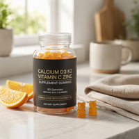 Gummies multivitaminées à la vitamine C, au calcium D3 K2 et au zinc, marque privée, 60 gummies pour femmes et adultes