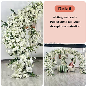 Nuevo Arco de Flores de Seda Semicircular SMOOTH, Arco de Rosas Blancas y Verdes para Decoración de Fondo de Boda - Product Image 2