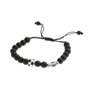 Pulsera Ajustable con Letras del Alfabeto, Diseño de Balón de Fútbol Esmerilado, Magnética, para Parejas, con Perlas, Regalo Ideal para Hombres y Mujeres - Product Image 5