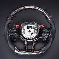 Volant en fibre de carbone forgée CS pour BMW, surpiqûres rouges, sport premium, forme D, amélioration de la prise en main, remplacement pour la plupart des modèles