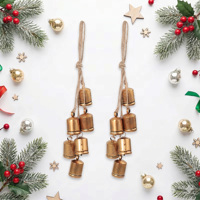 Clochettes en métal doré vintage personnalisées avec six clochettes tubulaires et corde en jute pour la décoration de Noël, de la porte, du foyer et des fêtes