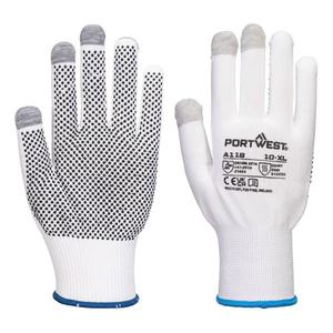 PORTWEST-Gant d'écran tactile à pois en PVC A118W7RM Grip 13, blanc/gris (12 pièces) -GANTS EAN 5036146017935 - Product Image 1