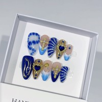 Ongles Press-On Nude Effet Perle Zircon Diamant Élégants Faits Main Luxe