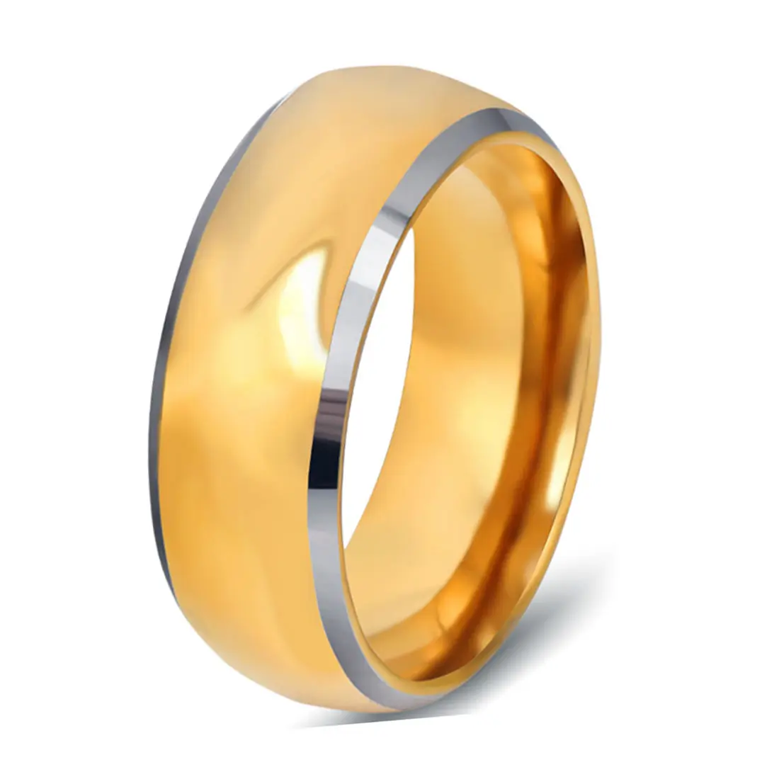 ring 8MM Tungsten carbide Band Gold plated for Men Classic Jewelry Size 4 to15 ring