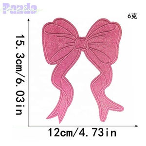 Personalizado 6,03 pulgadas brillo lentejuelas Rana pierna arco hierro-en parche Chenille tela flor adhesivo ropa camisas accesorios Logo Spot - Product Image 5