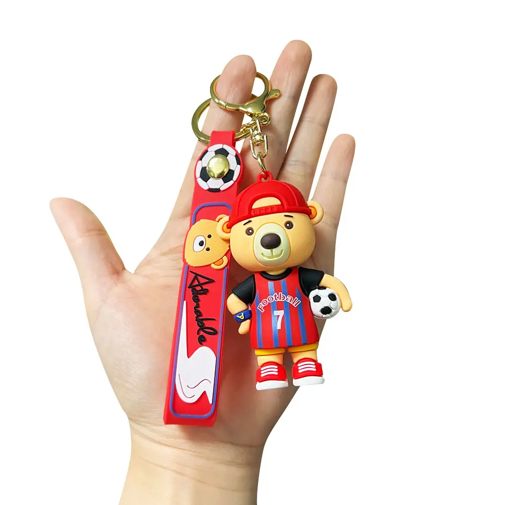 Cute cartoon bear Keychain Wrist Strap Keyring Accessories Boys Girls General Motor Key Bag Pendant 3D PVC keychain
