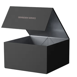 Rigid Paper Cardboard Black Simple <strong>Empty</strong> Packaging Magnetic Closure Custom Black Shoe Foldable Magnetic Paper <strong>Gift</strong> <strong>Box</strong> With Logo - Product Image 1