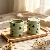 Support de bougie en céramique de luxe YBH Custom Nordic Decor, bleu vert moucheté, fait main, écologique, pour la maison