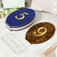 Cartes de table ovales les plus vendues, avec base en acrylique transparente, idéales pour décorer les tables lors de mariages et d'événements.