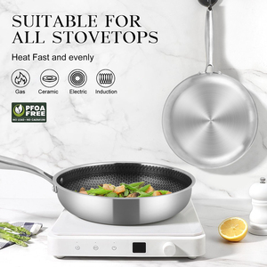 Kitchen Food Grade Non-stick Hybrid 3ply 18/10 <strong>Stainless</strong> Steel Honeycomb Fry <strong>Pans</strong> Induction <strong>Frying</strong> <strong>Pan</strong> for Restaurant Home - Product Image 4