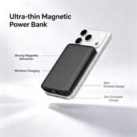 Banco de Energía Inalámbrico Magnético de 5000 mAh con Cable Tipo C Integrado, Carga Rápida PD de 22.5 W, Pantalla LED, Cargador Portátil