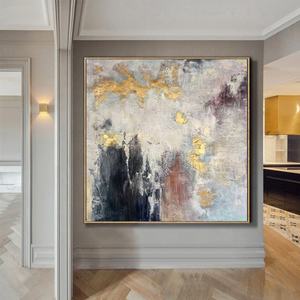 100% pintado a mano pared grande gruesa pintura al óleo abstracta lámina de oro moderna pintura hecha a mano real arte al óleo sobre lienzo - Product Image 5