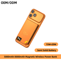 Nouvelle batterie externe magnétique sans fil en aluminium ultra-mince 2026, 5000 mAh/8000 mAh, Li-ion/Semi-solide, chargeur portable, batteries externes personnalisées