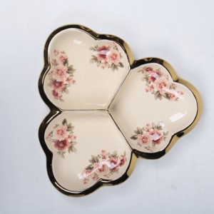 Chaozhou-bandeja <span class=keywords><strong>de</strong></span> cerámica para aperitivos, separación <span class=keywords><strong>de</strong></span> frutos secos, 3 compartimentos divididos, <span class=keywords><strong>precio</strong></span> barato <span class=keywords><strong>de</strong></span> fábrica - Product Image 1