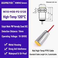 Capteur de proximité inductif résistant à la chaleur Domenzi M30, sortie NPN NO, 10 mm, IP67, 120°C, pour utilisation en fonderie et en four