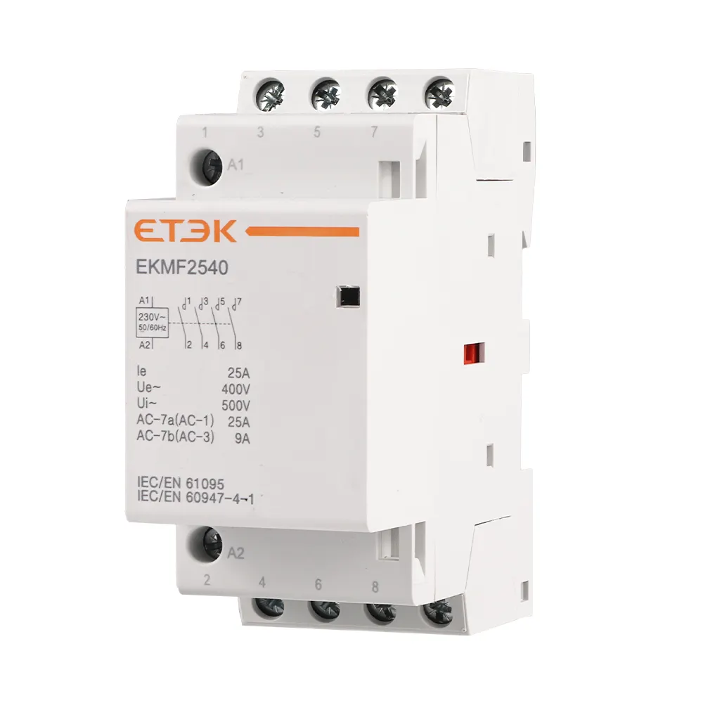 ETEK EKMF-2540-230 가정용 모듈러 AC 접촉기 4P 25A 4NO 코일 230V DIN 레일 스마트 홈 하우스 호텔 장착