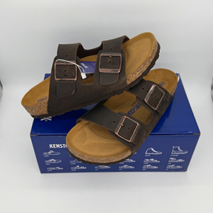 Sandales classiques à semelle en liège pour hommes et femmes, en cuir véritable huilé, style <span class=keywords><strong>Arizona</strong></span>, unisexe, à double boucle, chaussures de plage confortables, pantoufles - Product Image 1
