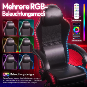 <span class=keywords><strong>Chaise</strong></span> de jeu robuste <span class=keywords><strong>pour</strong></span> le gaming, Silla <span class=keywords><strong>Gamer</strong></span> avec lumières LED, noir et rouge, <span class=keywords><strong>chaise</strong></span> de bureau pivotante inclinable et verrouillable, capacité 400 lb, grande taille - Product Image 4