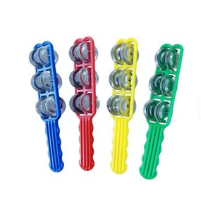 Orff Percussion 6 Jingle Cymbals Hand Shaker Stick Plastic Handle Kids <b>Musical</b> <b>Instrument</b> Toy for Rhythm Training Double Row - Product Image 1